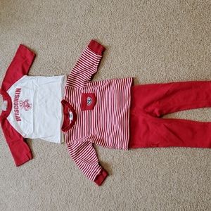 Wisconsin Badger bundle - 2 long- sleeve shirts with red leggings, size 18 month